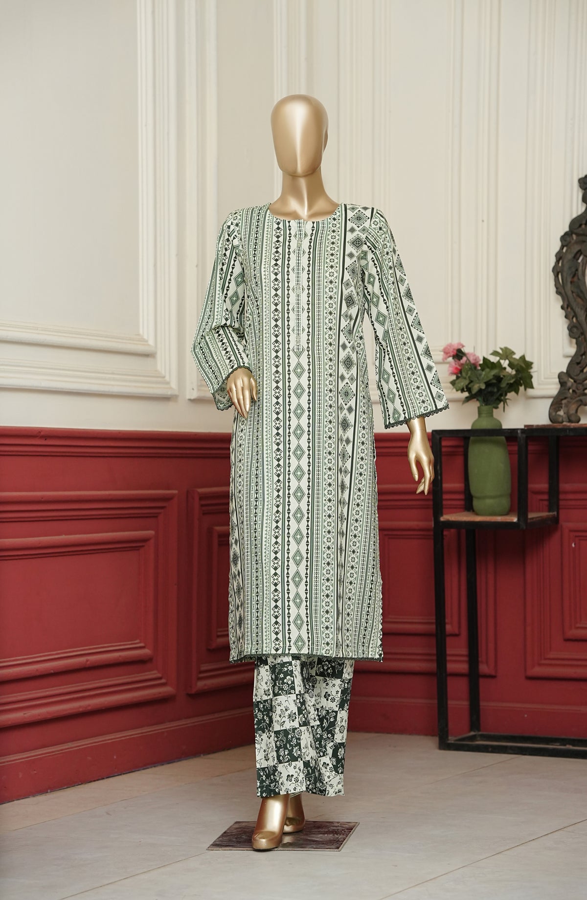 Travel Time Amna Khadija Printed Cambric Stitched 2 Piece Co-ord Set - AKTT-05 - AM26KTT - Green - Summer Collection