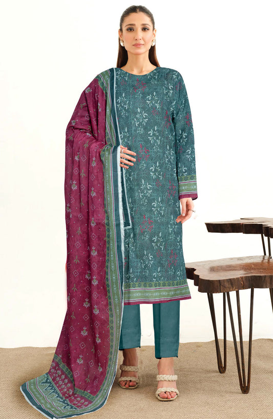 Tulip by Johra Printed Lawn Unstitched 3 Piece Suit - JH-1258 - JH25TULIP - Teal - Casual Collection