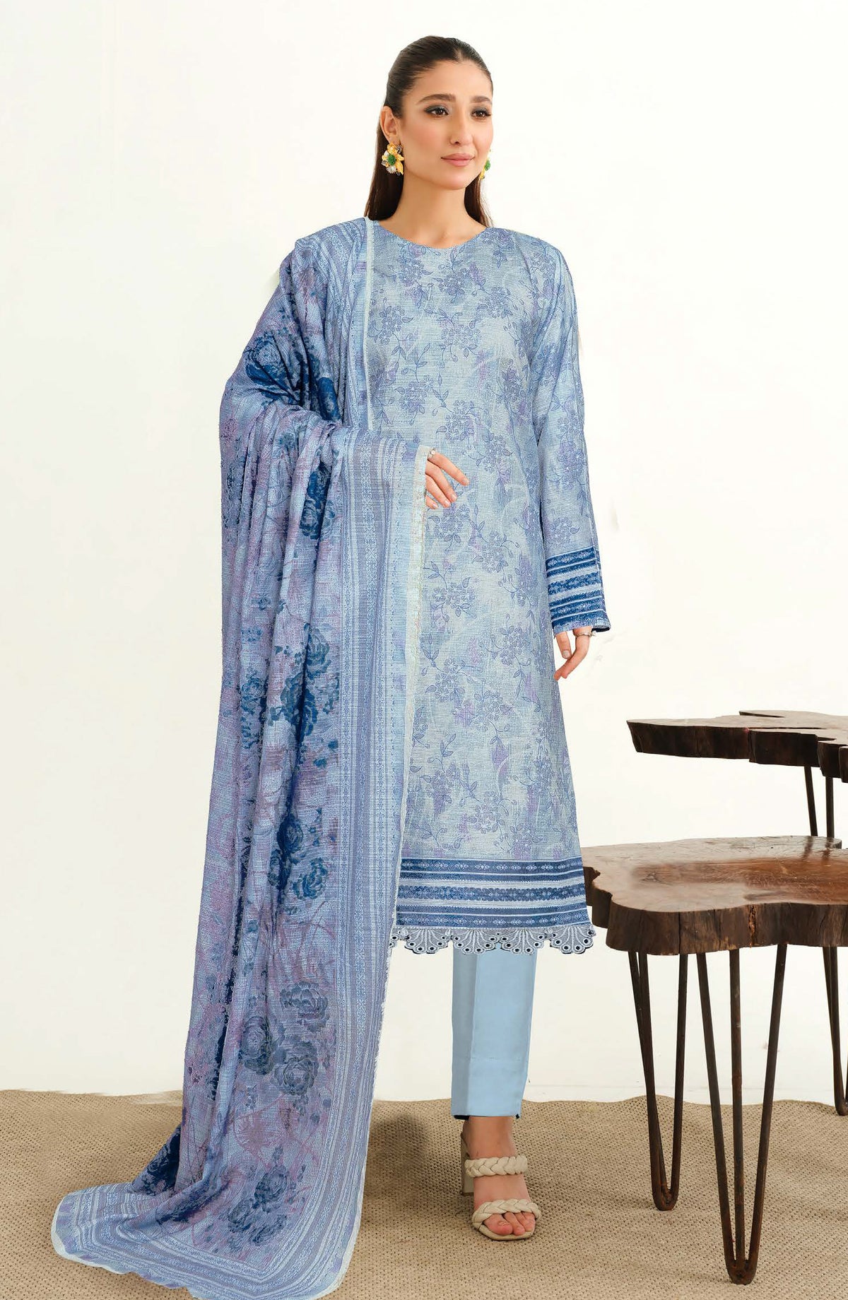 Tulip by Johra Printed Lawn Unstitched 3 Piece Suit - JH-1257 - JH25TULIP - Blue - Casual Collection