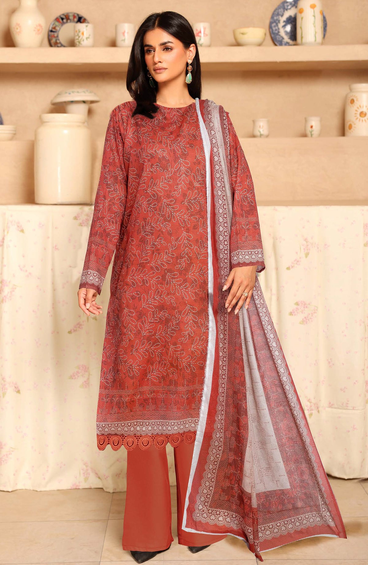 Tulip by Johra Printed Lawn Unstitched 3 Piece Suit - JH-1256 - JH25TULIP - Maroon - Casual Collection