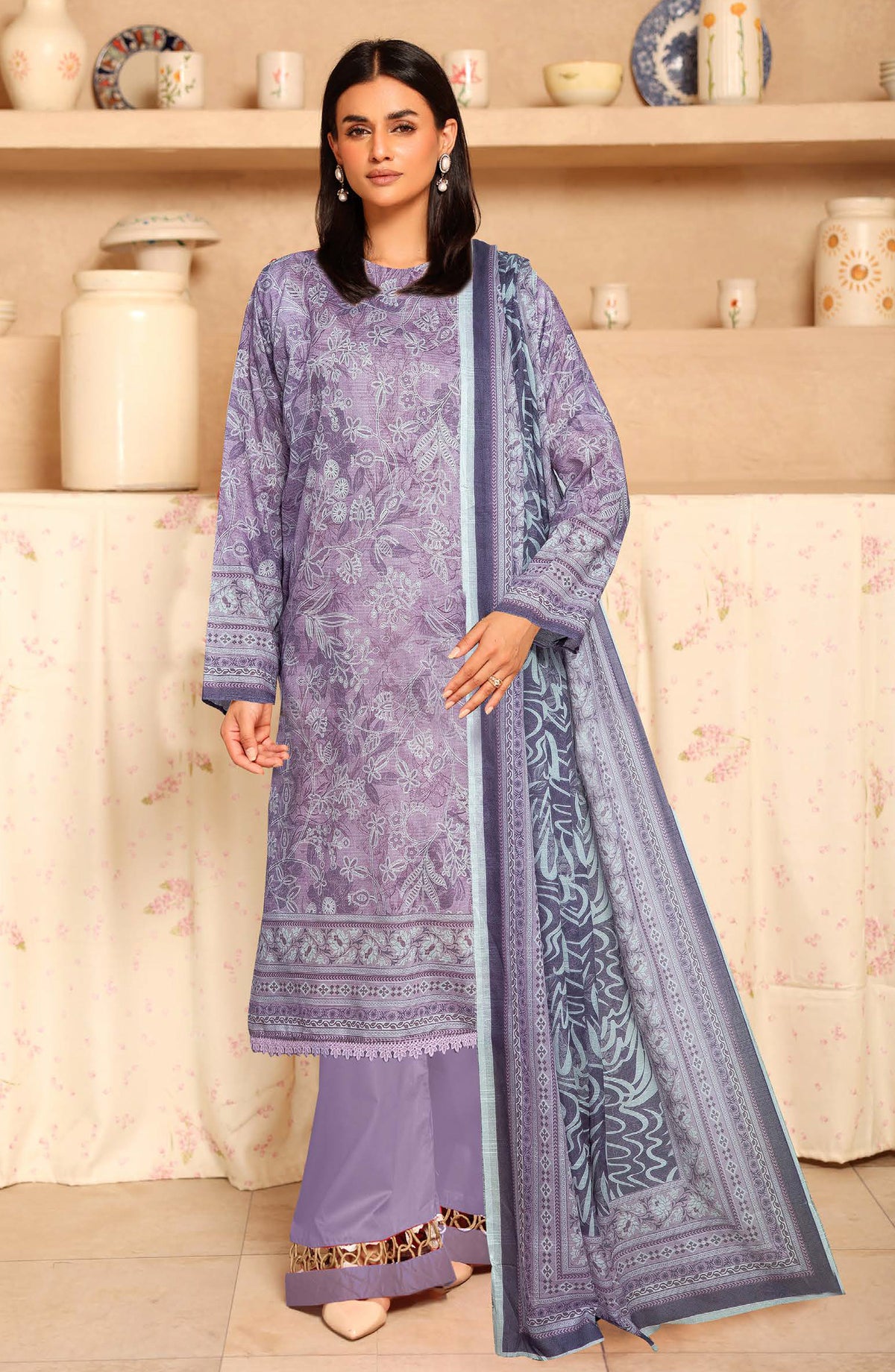 Tulip by Johra Printed Lawn Unstitched 3 Piece Suit - JH-1255 - JH25TULIP - Purple - Casual Collection