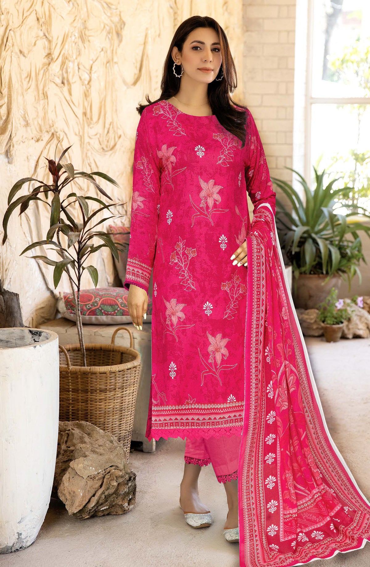 Tulip by Johra Printed Lawn Unstitched 3 Piece Suit - JH-1249 - JH25TULIP - Pink - Casual Collection