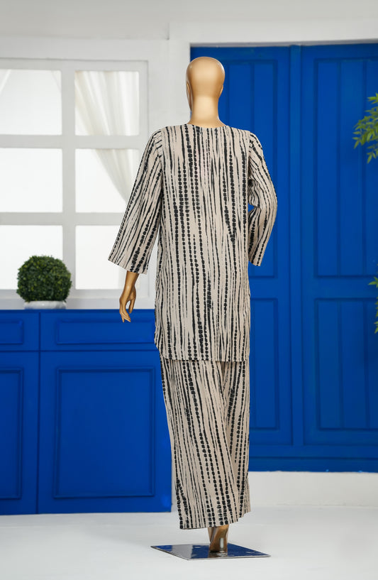 Twirled by Amna Khadija Digital Tie n Dye Printed Cotton Stitched 2 Piece Suit - TDE-01 - AM25TWLR - Grey - Summer Collection