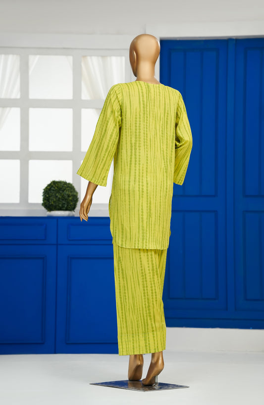 Twirled by Amna Khadija Digital Tie n Dye Printed Cotton Stitched 2 Piece Suit - TDE-03 - AM25TWLR - Green - Summer Collection
