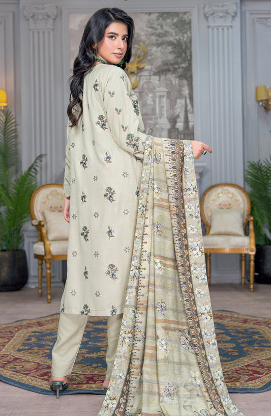 Umang by Riaz Arts Embroidered Peach Unstitched 3 Piece Suit - D-08 - RA26UMG - Green - Winter Collection