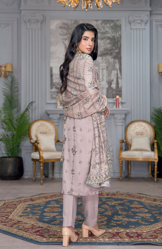 Umang by Riaz Arts Embroidered Peach Unstitched 3 Piece Suit - D-01 - RA26UMG - Purple - Winter Collection