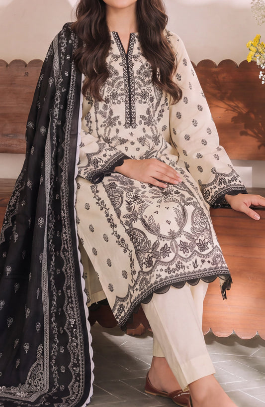 VS Daman Exclusive Printed Cambric Unstitched 3 Piece Suit - D-953 - VS26MB - Fawn - Summer Collection