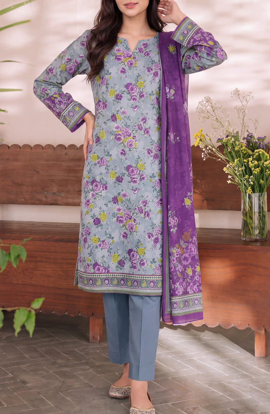 VS Daman Exclusive Printed Cambric Unstitched 3 Piece Suit - D-952 - VS26MB - Blue - Summer Collection