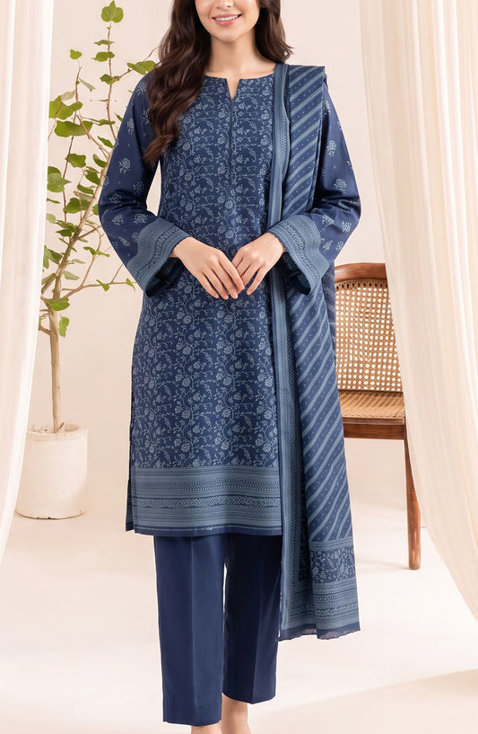 VS Printed Pashmina Unstitched 3 Piece Suit - D-15 - VS26PM - Blue - Winter Collection