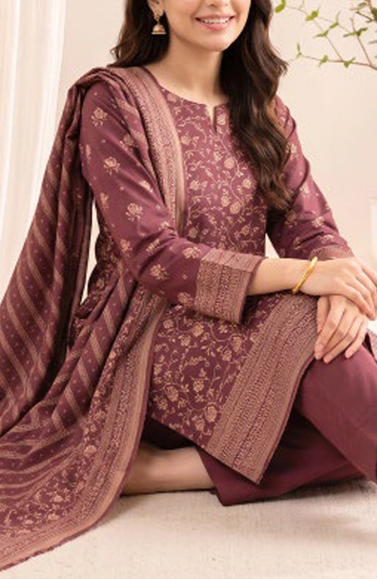 VS Printed Pashmina Unstitched 3 Piece Suit - D-14 - VS26PM - Pink - Winter Collection
