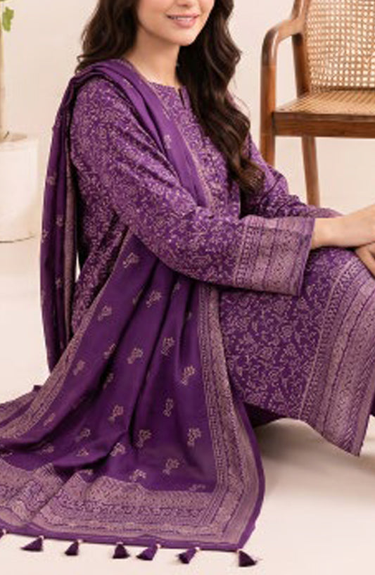 VS Printed Pashmina Unstitched 3 Piece Suit - D-13 - VS26PM - Purple - Winter Collection