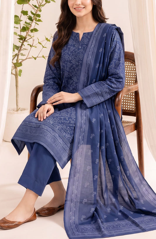 VS Printed Pashmina Unstitched 3 Piece Suit - D-12 - VS26PM - Blue - Winter Collection