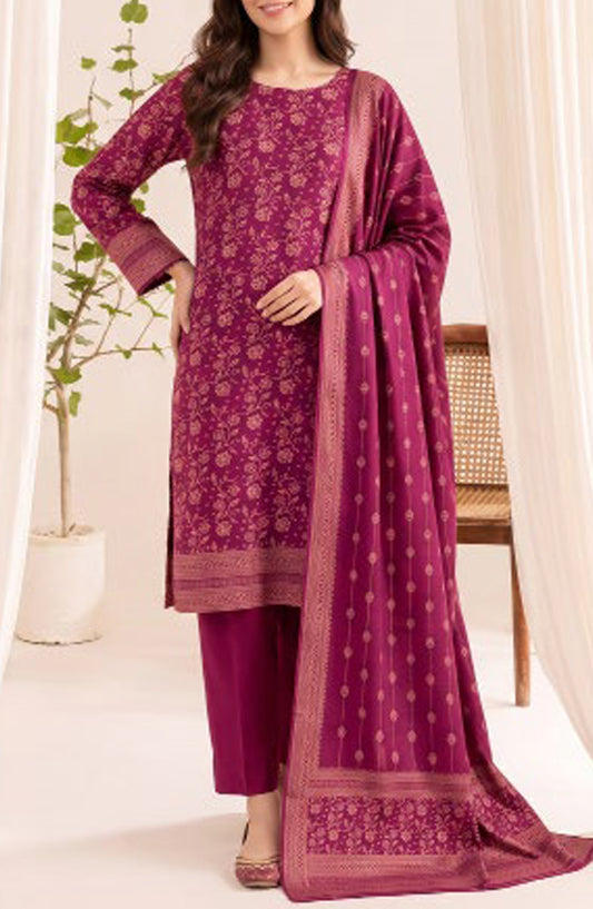 VS Printed Pashmina Unstitched 3 Piece Suit - D-09 - VS26PM - Pink - Winter Collection