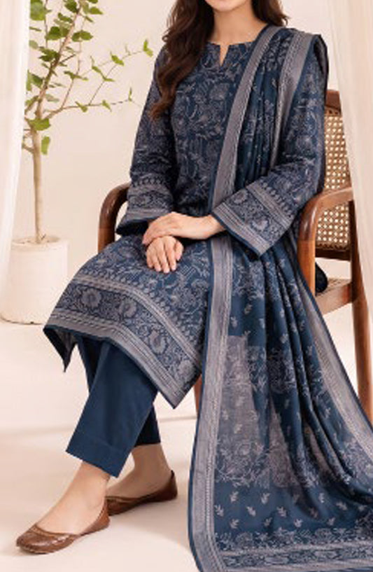 VS Printed Pashmina Unstitched 3 Piece Suit - D-08 - VS26PM - Blue - Winter Collection