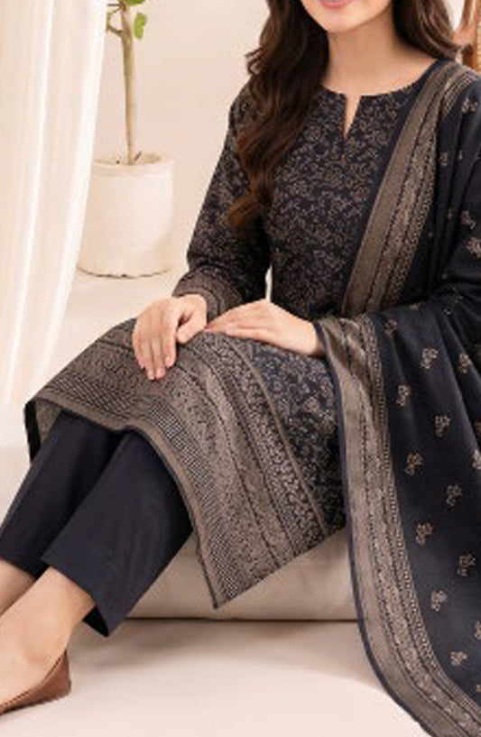 VS Printed Pashmina Unstitched 3 Piece Suit - D-05 - VS26PM - Black - Winter Collection