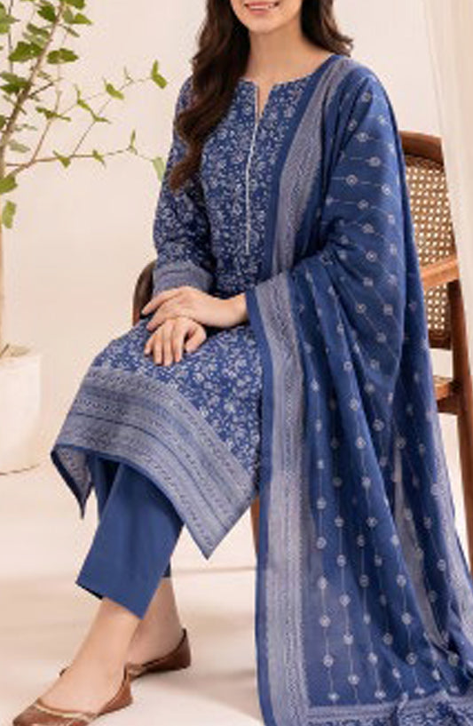 VS Printed Pashmina Unstitched 3 Piece Suit - D-04 - VS26PM - Blue - Winter Collection