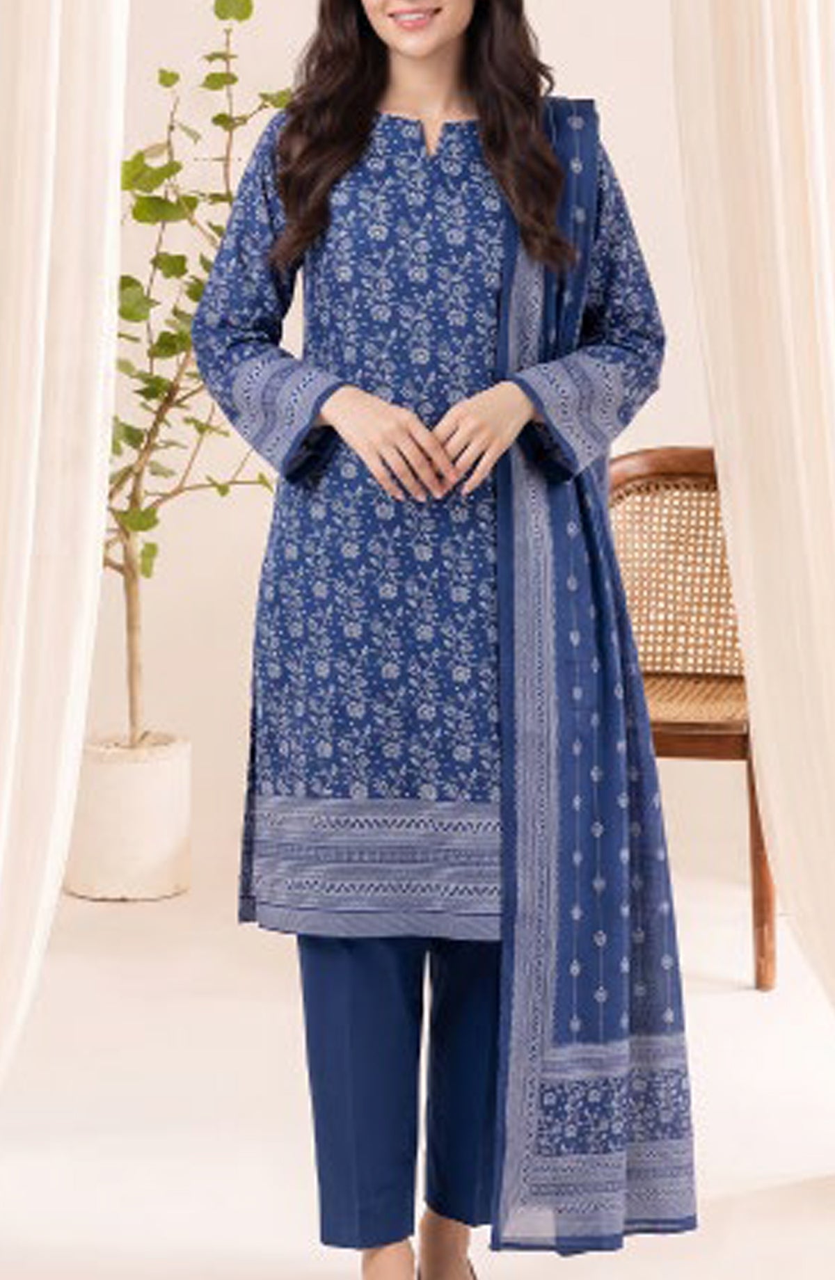 VS Printed Pashmina Unstitched 3 Piece Suit - D-04 - VS26PM - Blue - Winter Collection