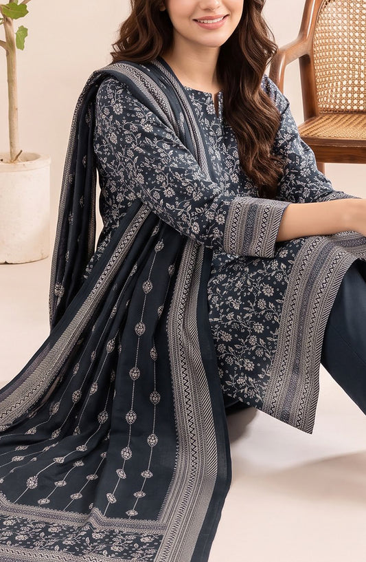 VS Printed Pashmina Unstitched 3 Piece Suit - D-02 - VS26PM - Grey - Winter Collection