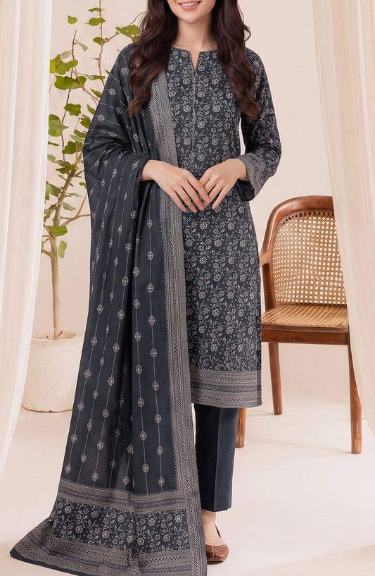 VS Printed Pashmina Unstitched 3 Piece Suit - D-02 - VS26PM - Grey - Winter Collection