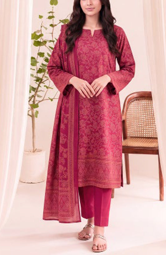 VS Printed Pashmina Unstitched 3 Piece Suit - D-01 - VS26PM - Pink - Winter Collection