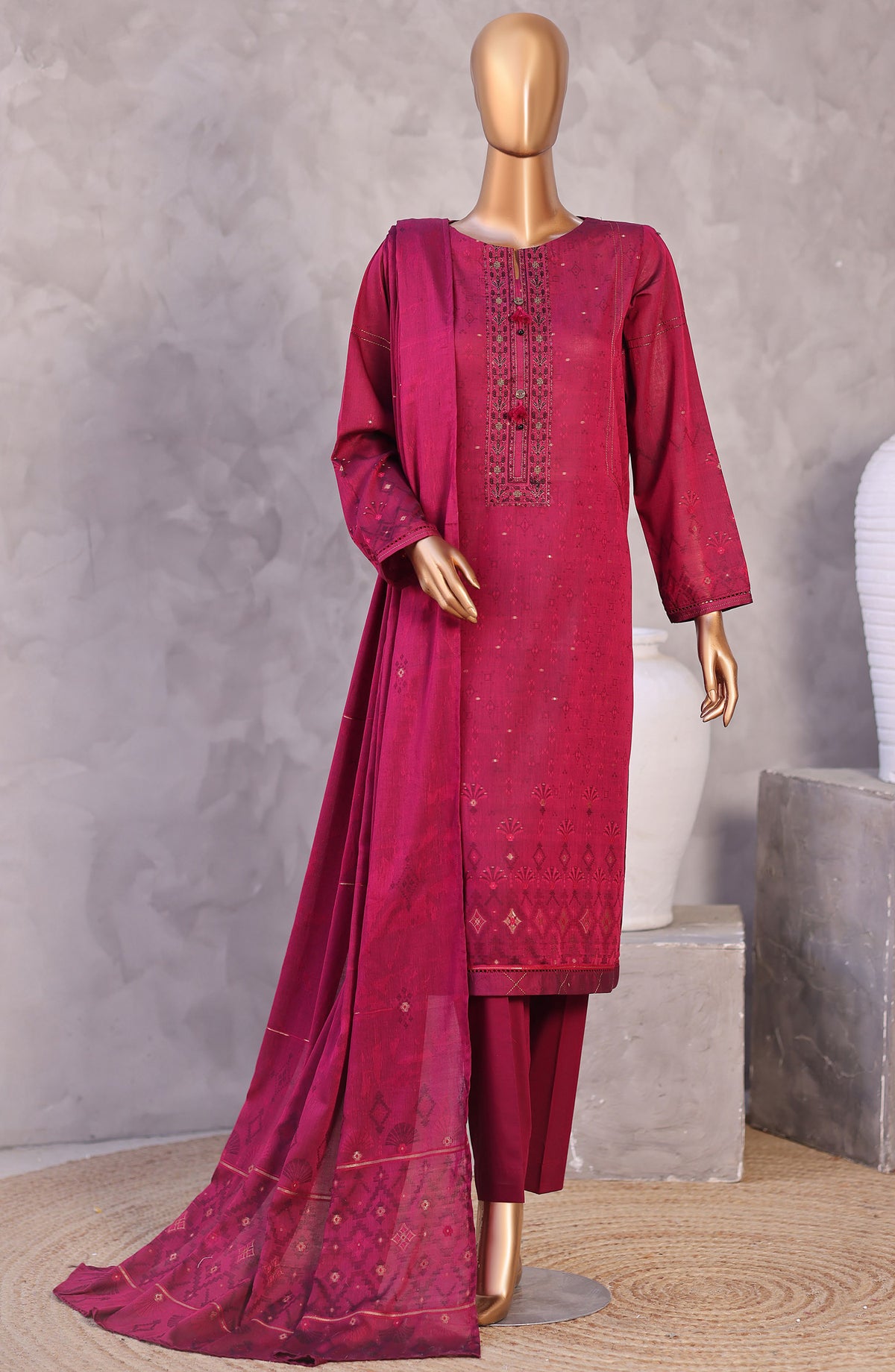 Valencia by HZ Textile Embroidered Lawn Unstitched 3 Piece Suit - D-10 - HZ26VCI - Pink - Summer Collection