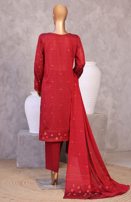 Valencia by HZ Textile Embroidered Lawn Unstitched 3 Piece Suit - D-05 - HZ26VCI - Red - Summer Collection