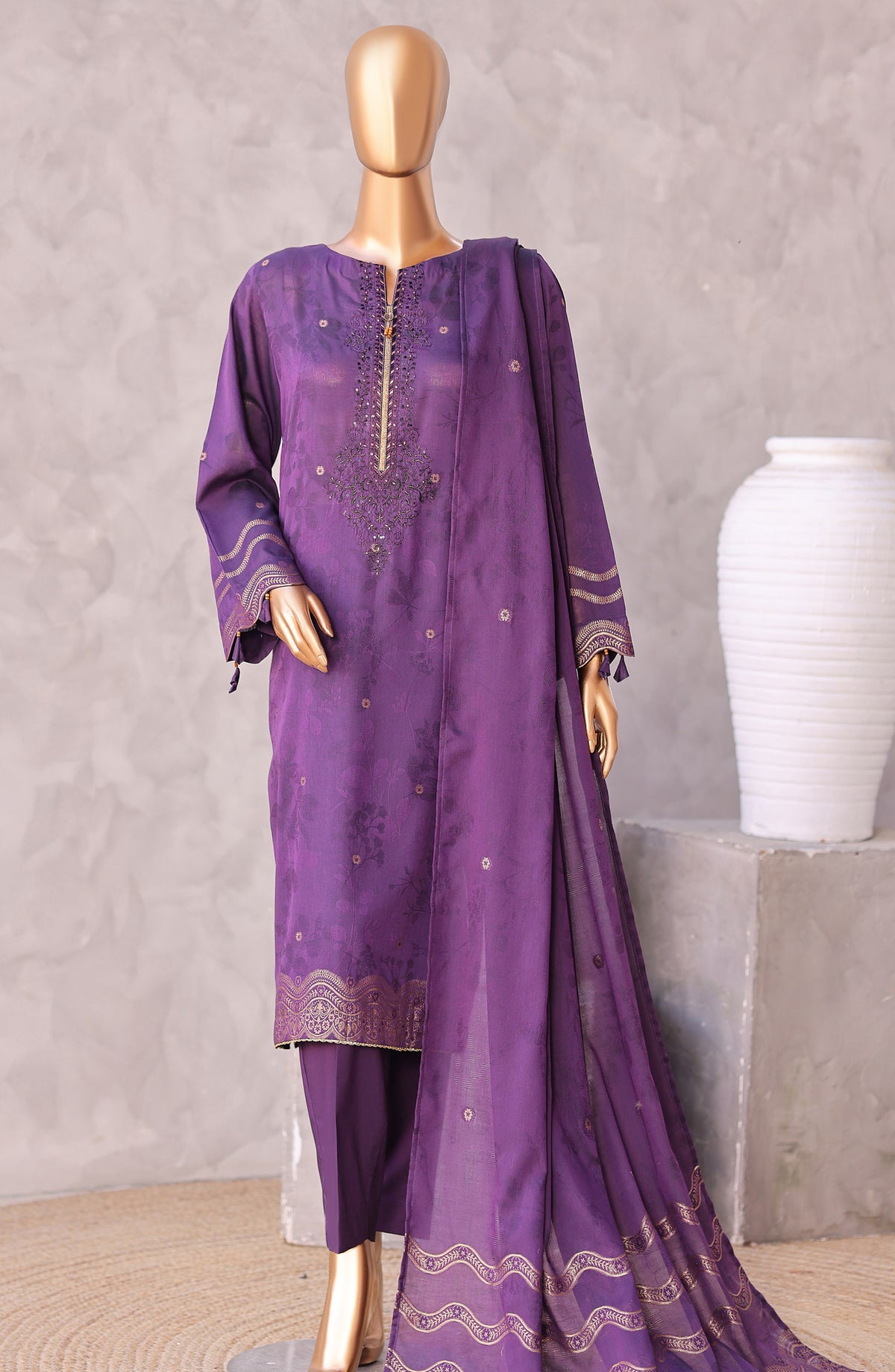 Valencia by HZ Textile Embroidered Lawn Unstitched 3 Piece Suit - D-03 - HZ26VCI - Purple - Summer Collection