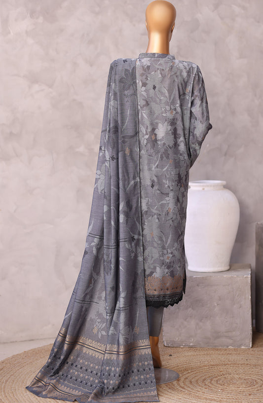 Valencia by HZ Textile Embroidered Lawn Unstitched 3 Piece Suit - D-02 - HZ26VCI - Grey - Summer Collection