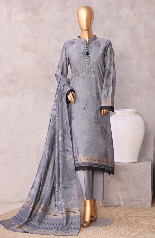 Valencia by HZ Textile Embroidered Lawn Unstitched 3 Piece Suit - D-02 - HZ26VCI - Grey - Summer Collection