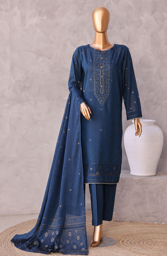 Valencia by HZ Textile Embroidered Lawn Unstitched 3 Piece Suit - D-01 - HZ26VCI - Blue - Summer Collection