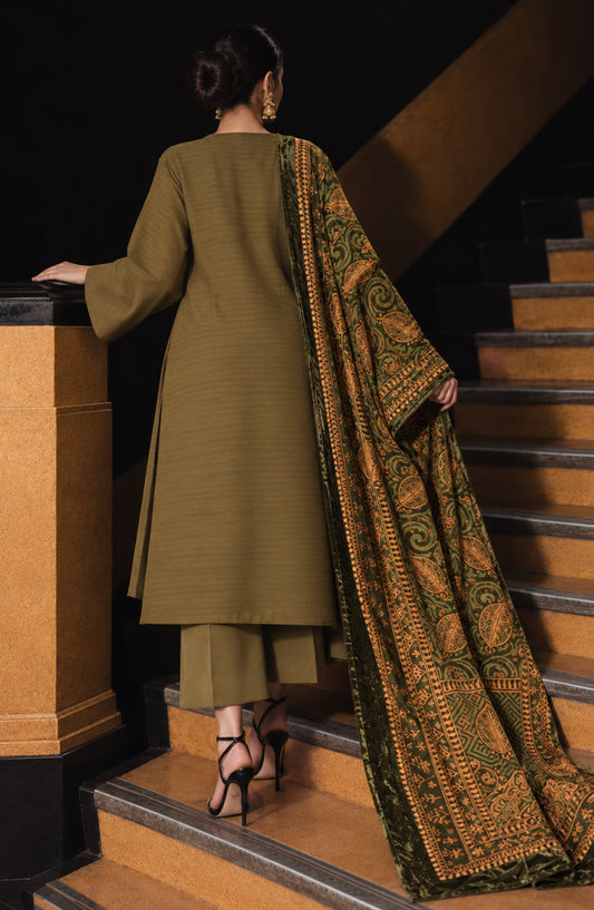 Valentina Ciao by Amna Khadija Dhanak Wool Unstitched 3 Piece Suit - D-03 - AM26VLC - Green - Winter Collection
