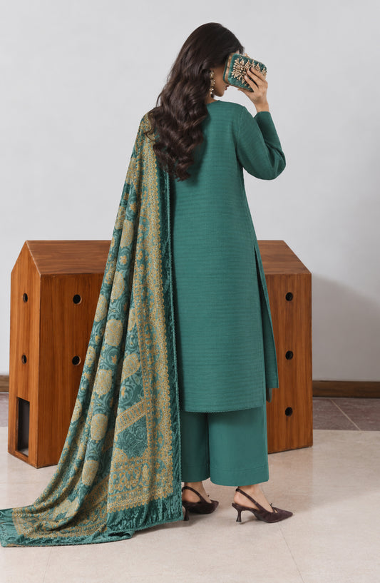 Valentina Ciao by Amna Khadija Dhanak Wool Unstitched 3 Piece Suit - D-11 - AM26VLC - Green - Winter Collection