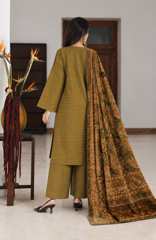 Valentina Ciao by Amna Khadija Dhanak Wool Unstitched 3 Piece Suit - D-15 - AM26VLC - Green - Winter Collection