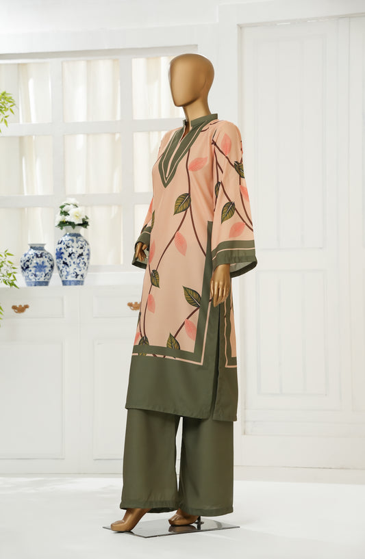 Varzah by Amna Khadija Printed Poly Swiss Stitched 2 Piece Suit - VUB-01 - AM25VRZ - Peach - Luxury Collection
