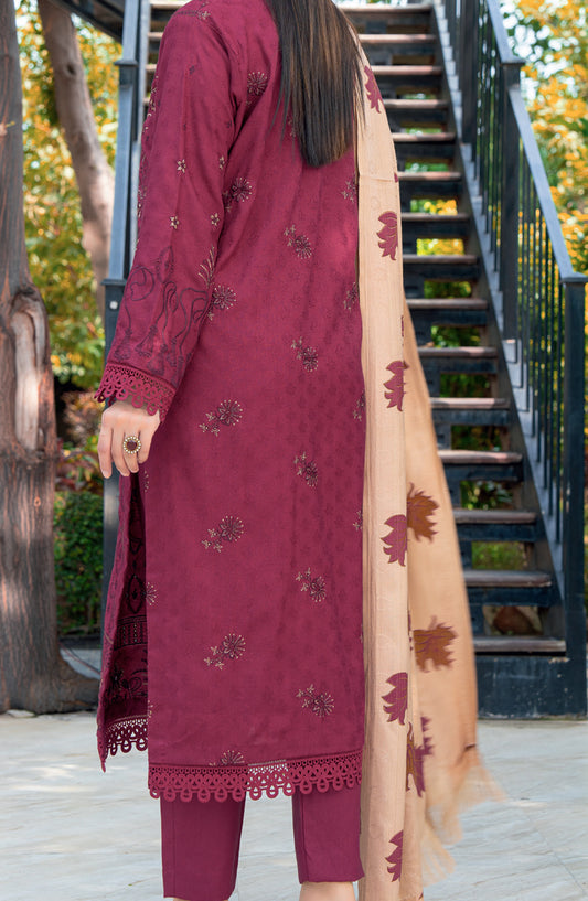 Vasal by Riaz Arts Luxury Embroidered Zari Jacquard Unstitched 3 Piece Suit - Design-02 - RA25VSL - Pink - Winter Collection