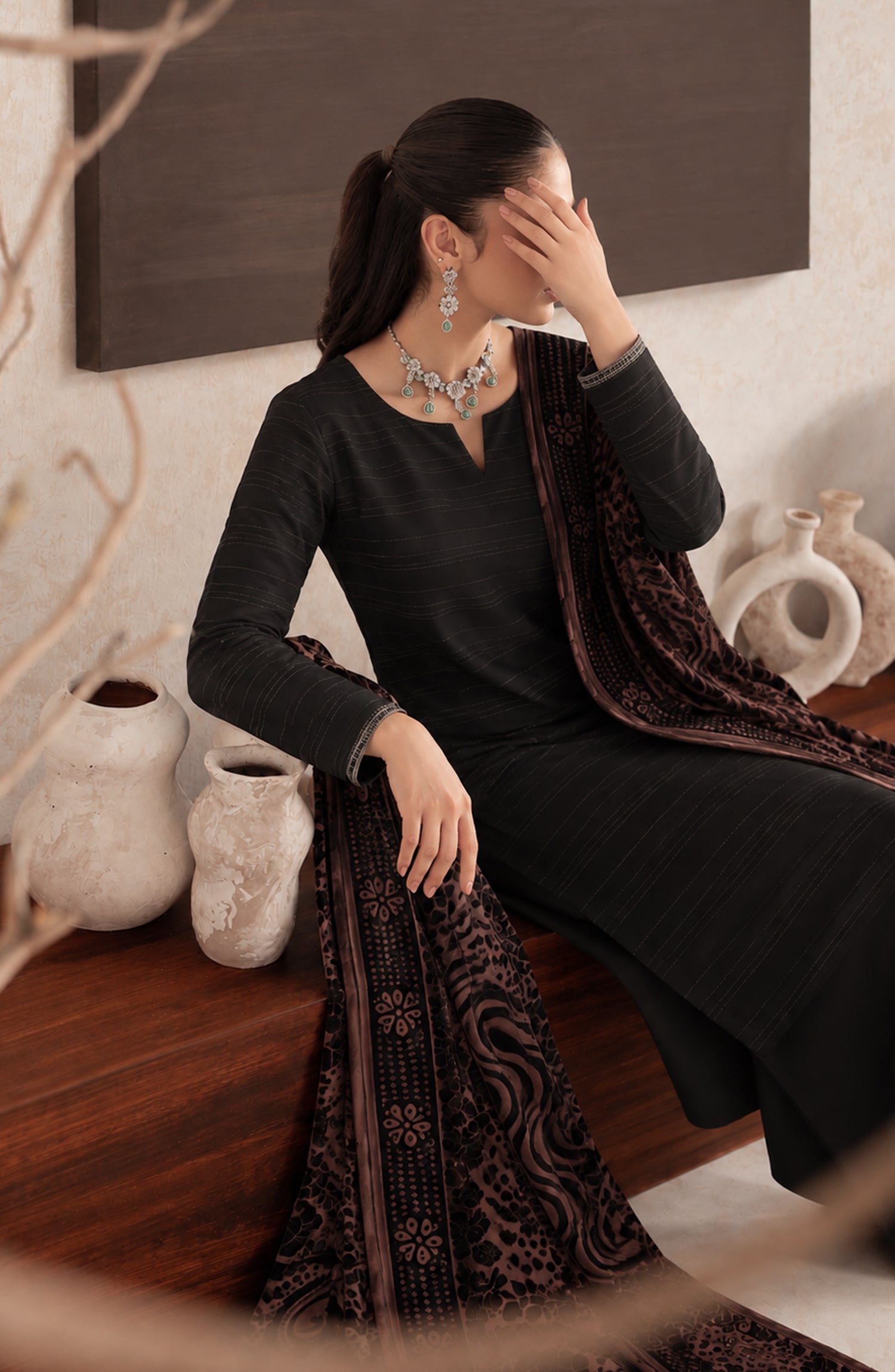 Velluto Milano by Amna Khadija Moonlight Unstitched 3 Piece Suit - AKVM-09 - AM26TOM - Black - Winter Collection