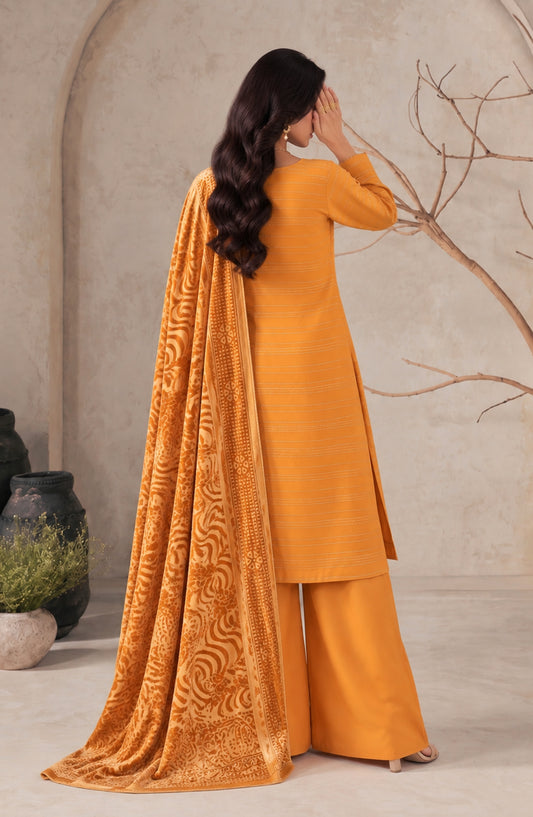 Velluto Milano by Amna Khadija Moonlight Unstitched 3 Piece Suit - AKVM-12 - AM26TOM - Orange - Winter Collection