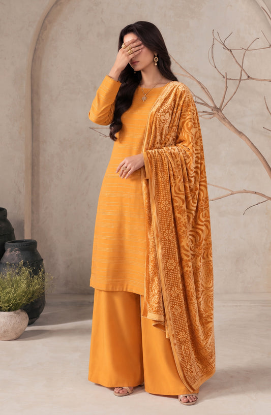 Velluto Milano by Amna Khadija Moonlight Unstitched 3 Piece Suit - AKVM-12 - AM26TOM - Orange - Winter Collection