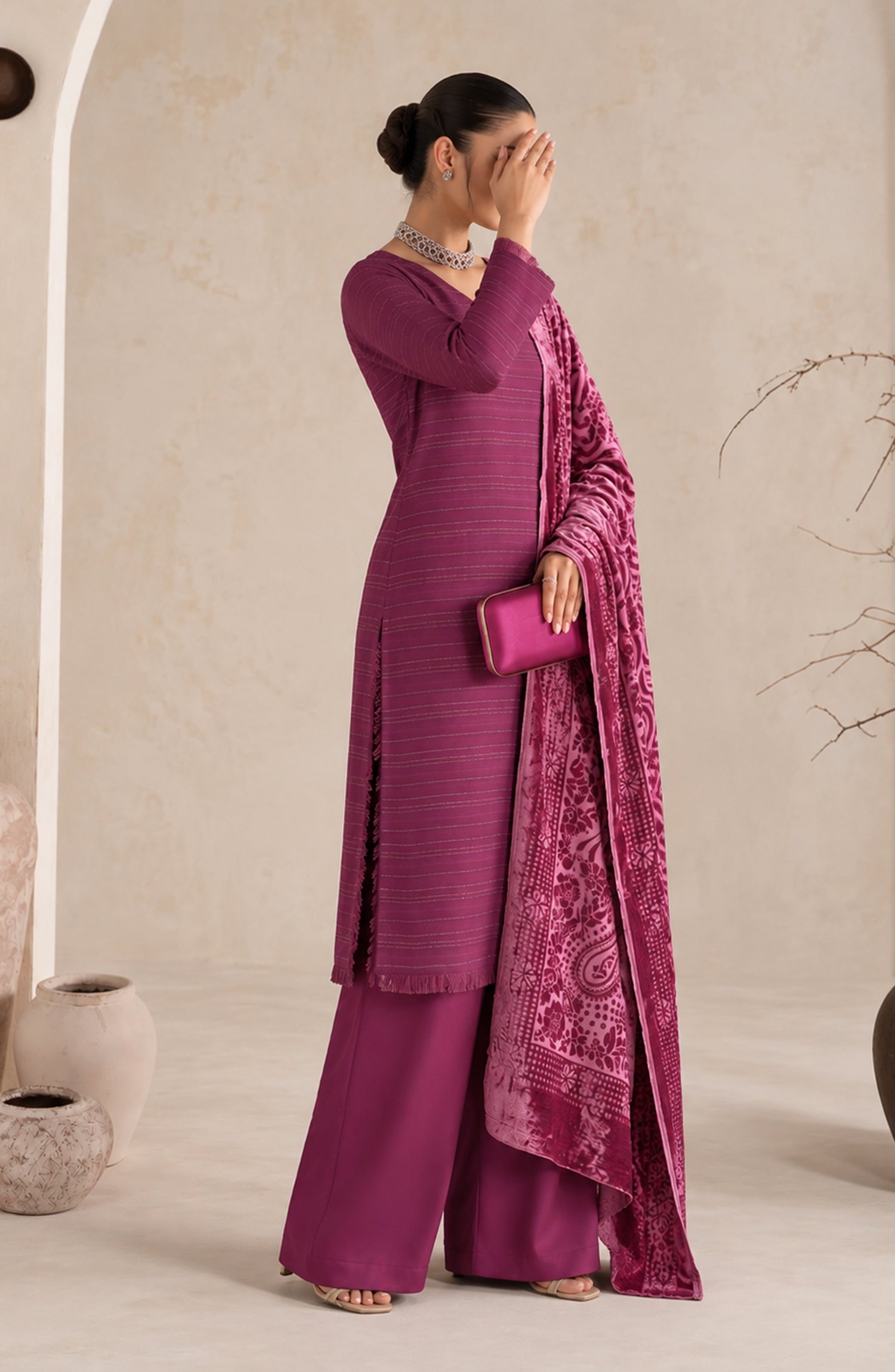 Velluto Milano by Amna Khadija Moonlight Unstitched 3 Piece Suit - AKVM-13 - AM26TOM - Purple - Winter Collection