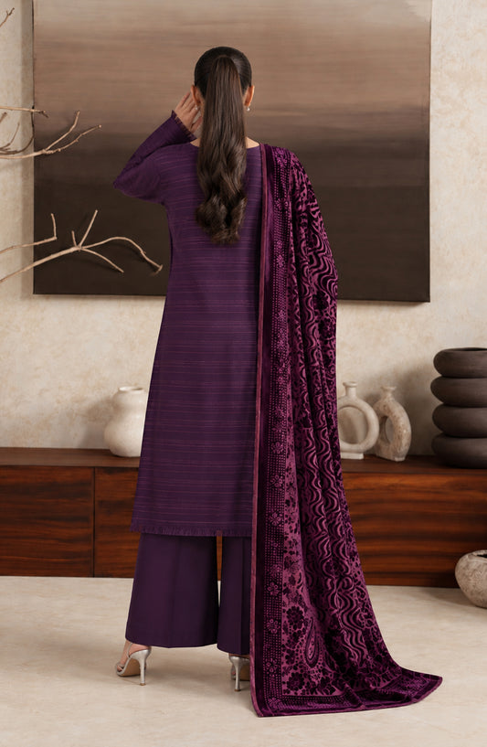 Velluto Milano by Amna Khadija Moonlight Unstitched 3 Piece Suit - AKVM-15 - AM26TOM - Purple - Winter Collection