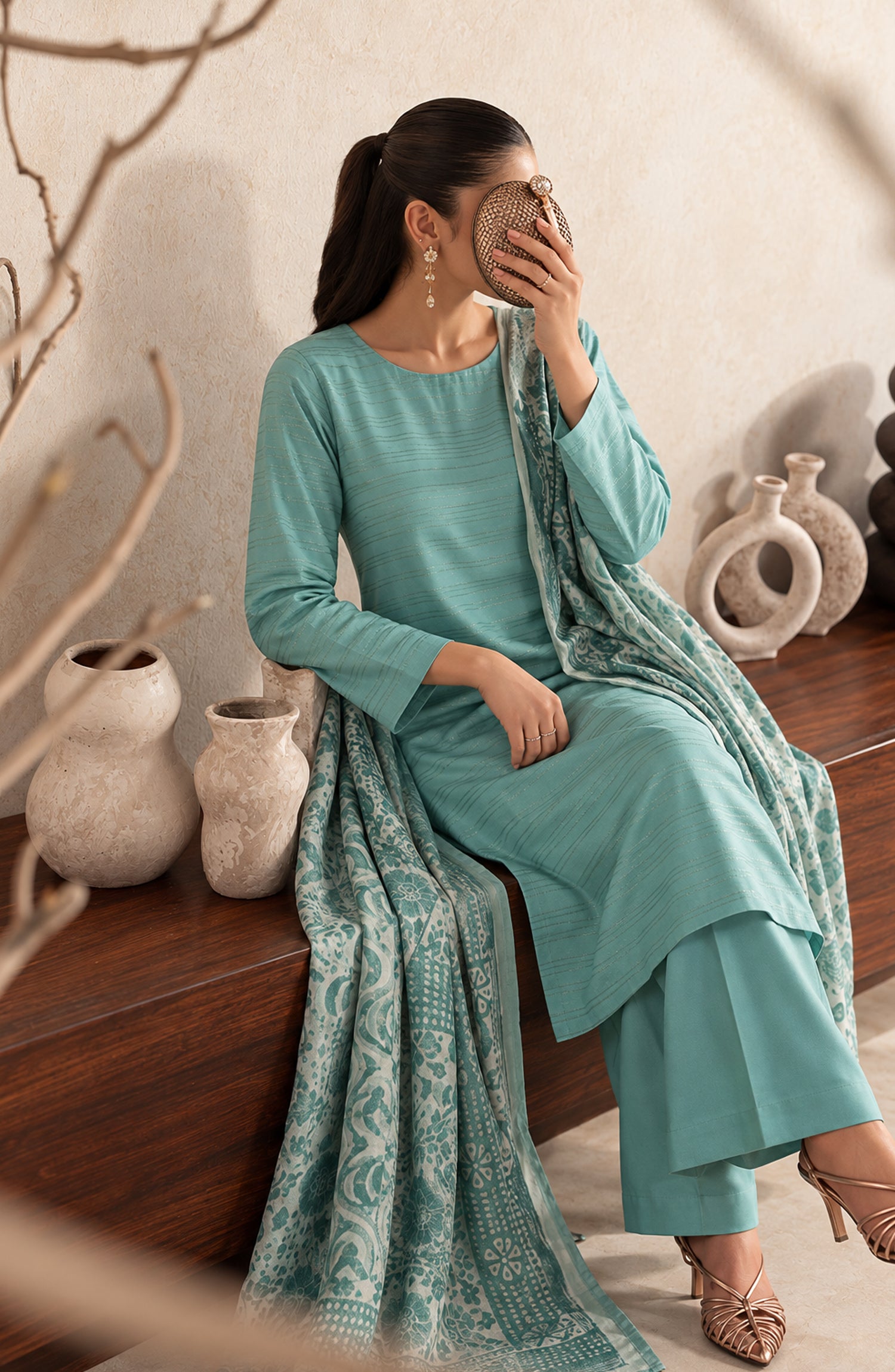 Velluto Milano by Amna Khadija Moonlight Unstitched 3 Piece Suit - AKVM-16 - AM26TOM - Sky Blue - Winter Collection