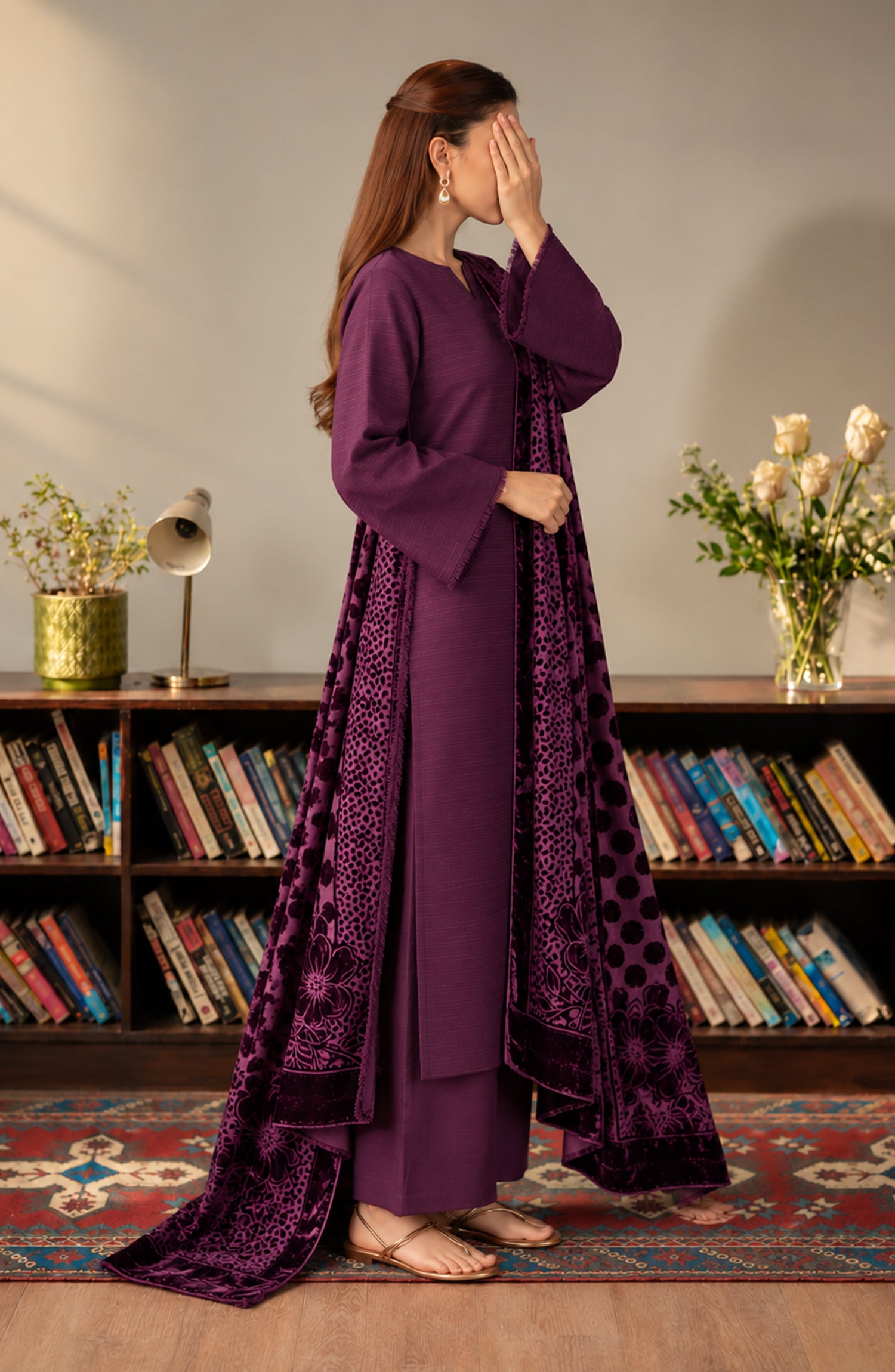 Velluto Milano by Amna Khadija Moonlight Unstitched 3 Piece Suit - AKVM-17 - AM26MON - Purple - Winter Collection