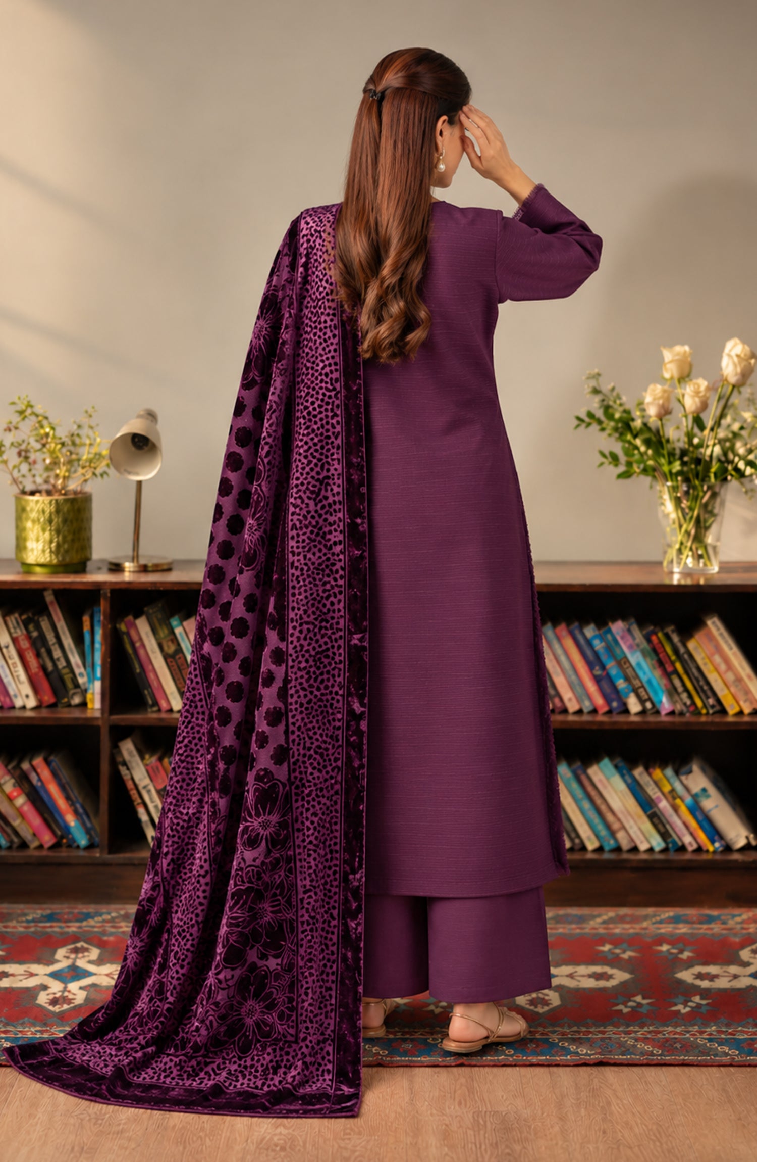 Velluto Milano by Amna Khadija Moonlight Unstitched 3 Piece Suit - AKVM-17 - AM26MON - Purple - Winter Collection