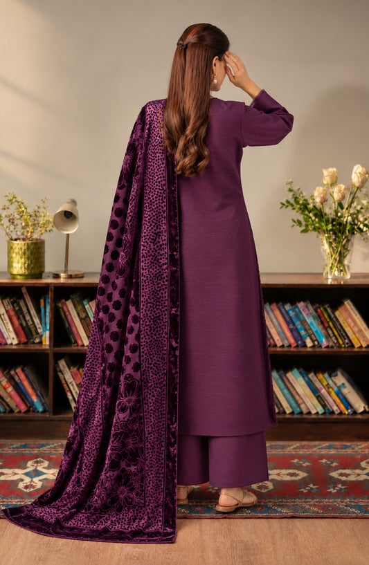 Velluto Milano by Amna Khadija Moonlight Unstitched 3 Piece Suit - AKVM-17 - AM26MON - Purple - Winter Collection