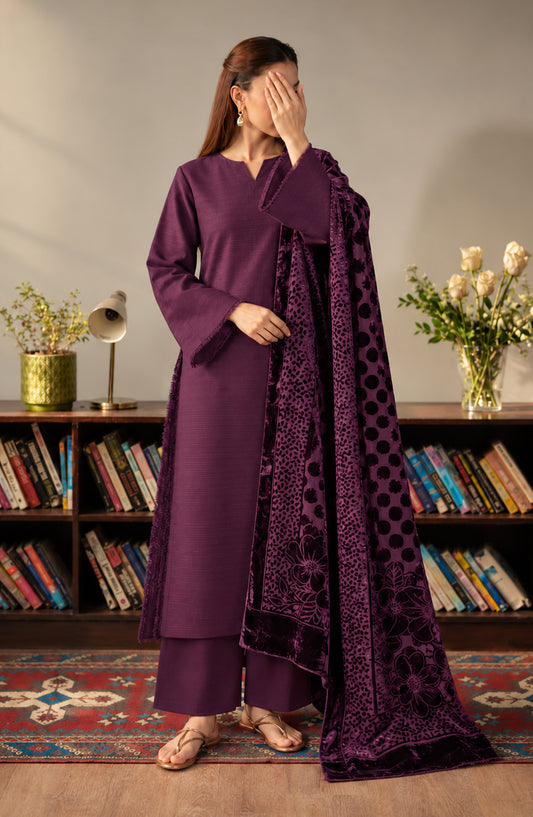 Velluto Milano by Amna Khadija Moonlight Unstitched 3 Piece Suit - AKVM-17 - AM26MON - Purple - Winter Collection