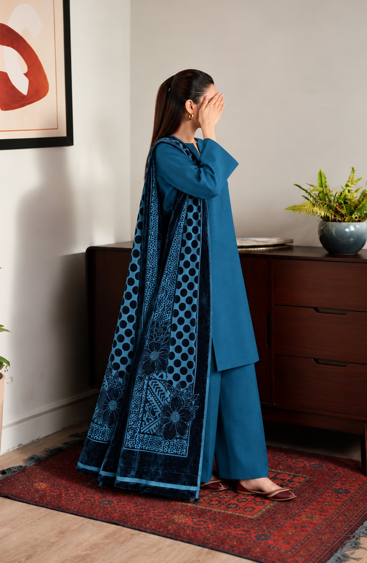 Velluto Milano by Amna Khadija Moonlight Unstitched 3 Piece Suit - AKVM-19 - AM26MON - Blue - Winter Collection