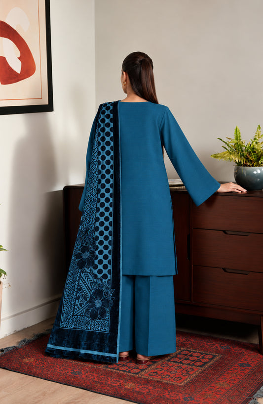 Velluto Milano by Amna Khadija Moonlight Unstitched 3 Piece Suit - AKVM-19 - AM26MON - Blue - Winter Collection