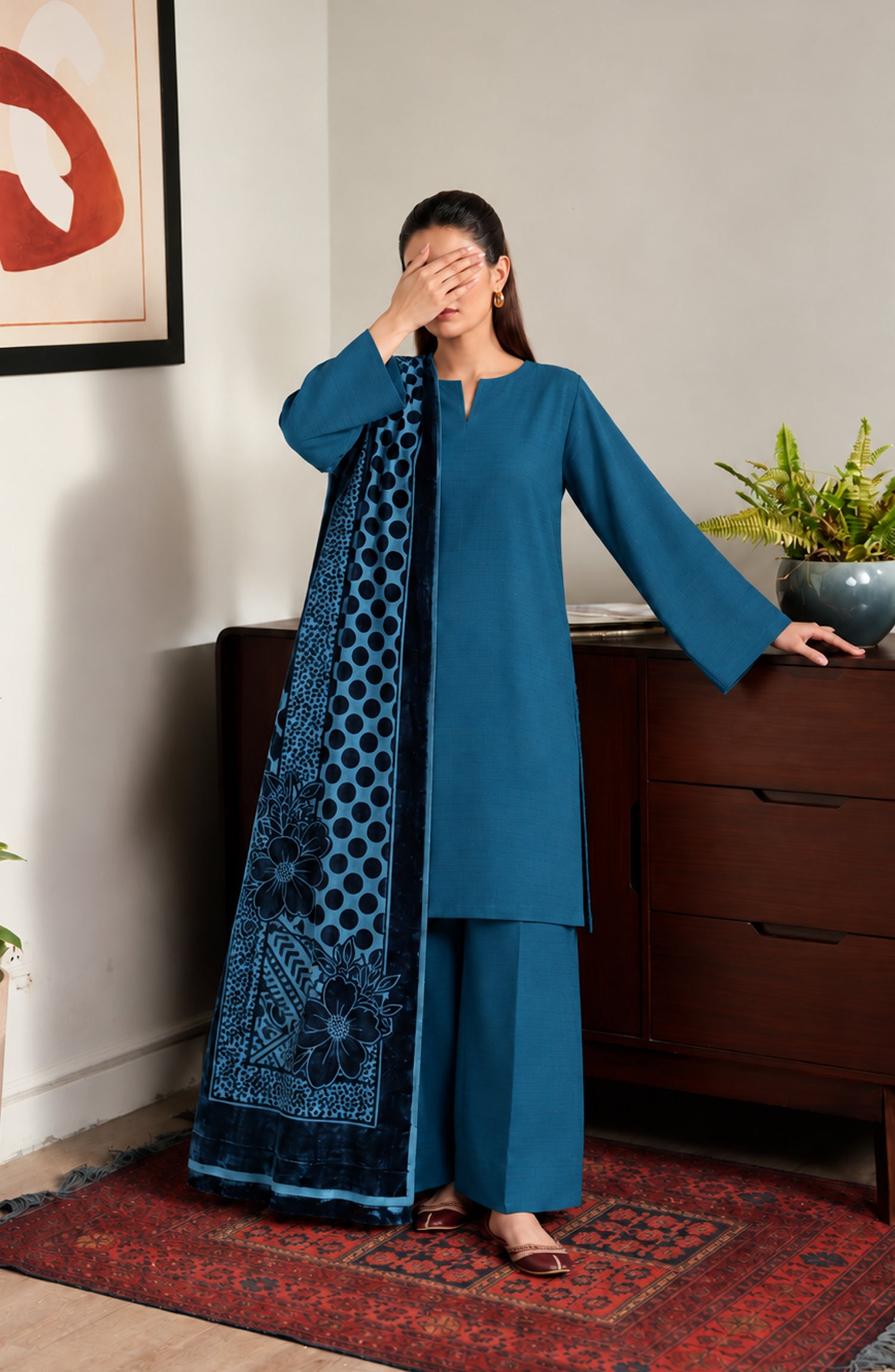Velluto Milano by Amna Khadija Moonlight Unstitched 3 Piece Suit - AKVM-19 - AM26MON - Blue - Winter Collection