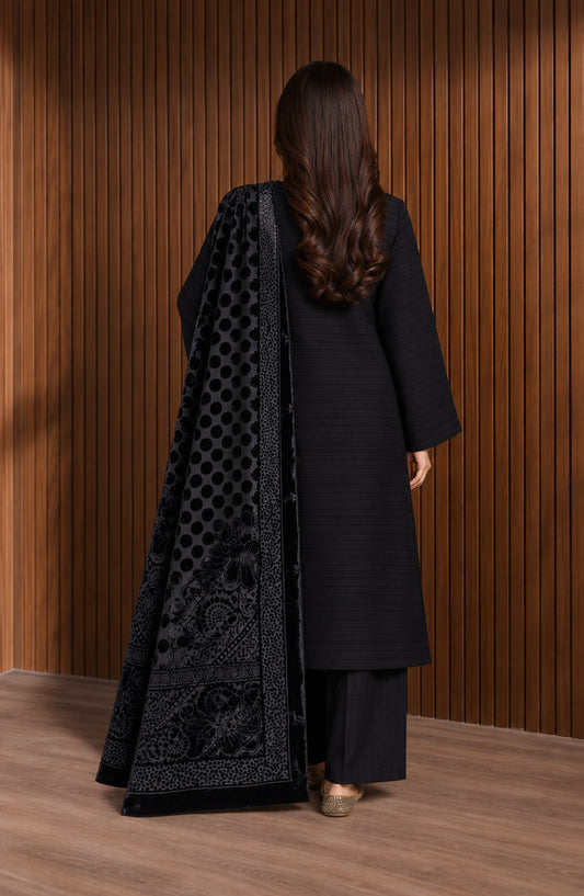 Velluto Milano by Amna Khadija Moonlight Unstitched 3 Piece Suit - AKVM-20 - AM26MON - Black - Winter Collection