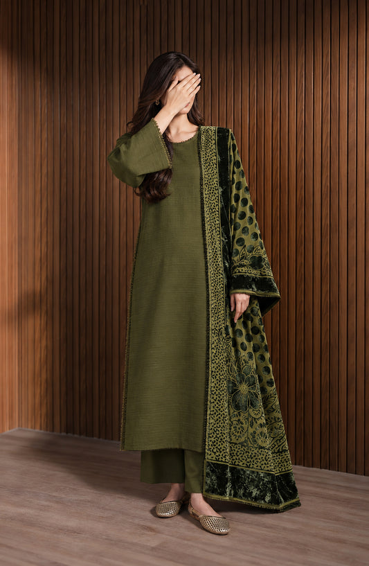 Velluto Milano by Amna Khadija Moonlight Unstitched 3 Piece Suit - AKVM-21 - AM26MON - Green - Winter Collection